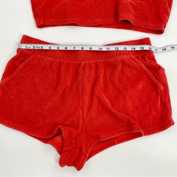 OFFLINE by Aerie Summer Lights Terry Cropped T-Shirt & Short Set Red L/XL - Picture 6 of 15